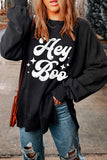 "Boo-tiful Vibes: 'HEY BOO' Graphic Sweatshirt"